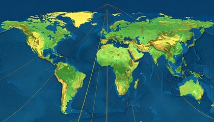 World map, topographic relief, shaded relief