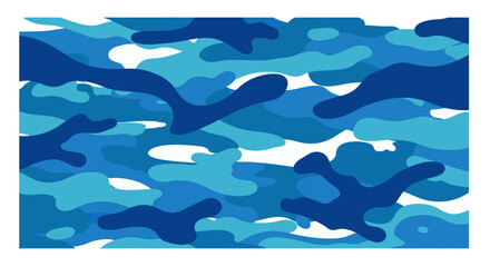 Blue camouflage pattern with varied shades on a white background