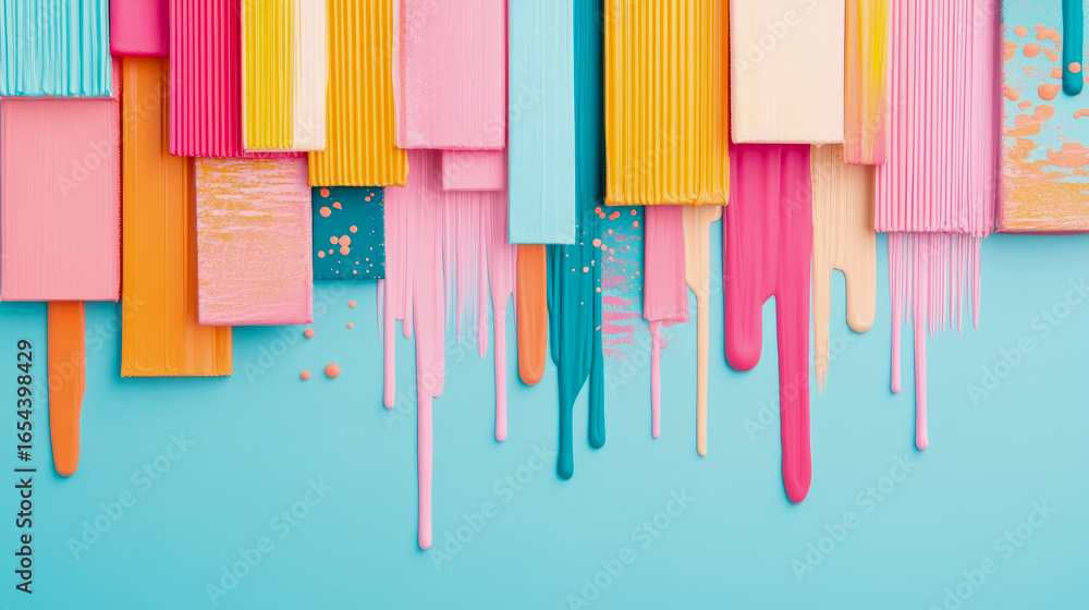 Aufkleber vibrant abstract composition featuring assortment of colorful rectangular blocks and paint swatches 