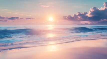 Fototapeta premium Beautiful beach sunset ocean view wallpaper background for desktop mobile screen wallpaper hd photography
