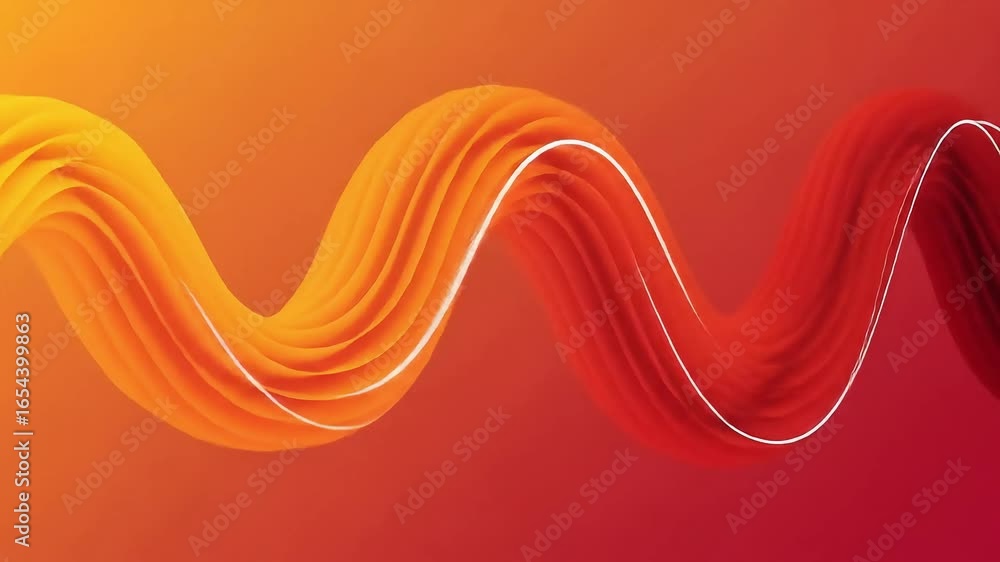 Poster abstract wave design with vibrant orange and yellow hues, creating a dynamic visual flow