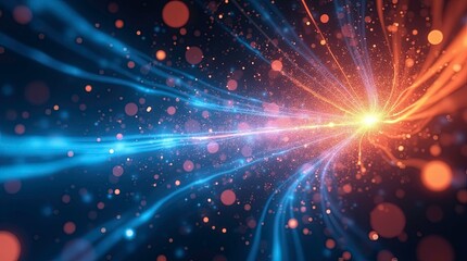 A dynamic colorful visualization of quantum physics or particle acceleration with molecules