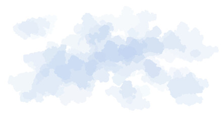 Light blue watercolorstyle clouds are scattered on a white background