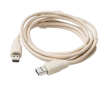Beige USB cable coiled
