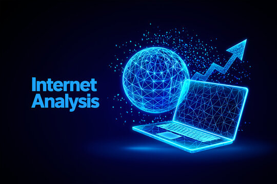 Digital globe laptop with growth arrow and data points image