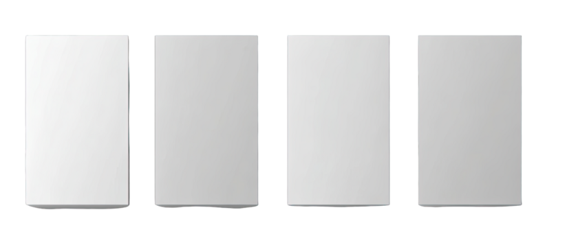 Four blank, light gray rectangles