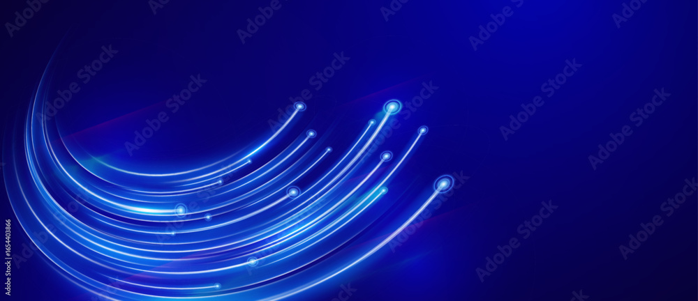 Poster elegant blue abstract data streams on a dark background