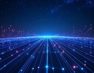 Digital pathway through a starry night