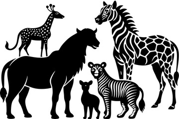 Vector illusion of wilds animals