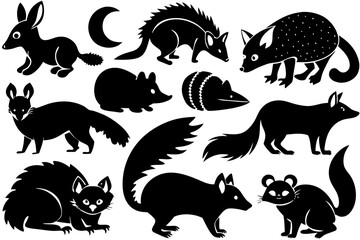 Vector illusion of set of animals silhouettes