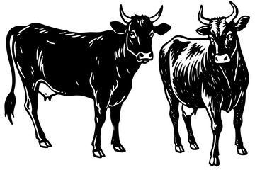 Vector illusion of silhouette of a bull