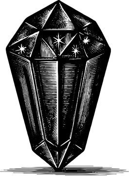 black crystal gemstone engraving style clip art preview