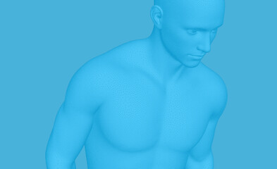 3D model of a standing person in partial height. Stipple effect. Vector for brochure, flyer, presentation or banner.