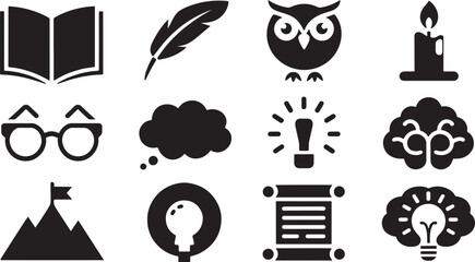 Icons of Knowledge Education, Ideas, and Intellectual Pursuit Elements