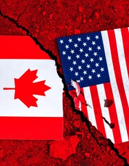 Divided flags on cracked pavement