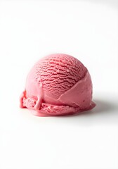 Fototapeta premium Delicious Strawberry Ice Cream Scoop, Food Photography, Studio Setting, Colorful Dessert, Close-Up View