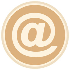 Obraz premium Cream At Sign Icon in a Tan Colored Circle with Dual Borders Representing Email Communication