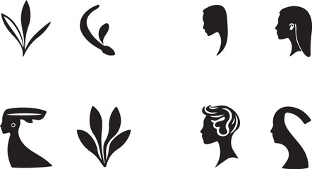 Fototapeta premium Abstract Art Women Plants Collection Shapes