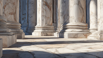 Obraz premium Ancient marble columns and stone floor interior