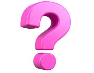 Side Angle View of 3D Pink Question Mark, Floating Effect, Isolated on Transparent Background PNG