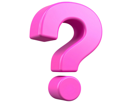 Side Angle View of 3D Pink Question Mark, Floating Effect, Isolated on Transparent Background PNG