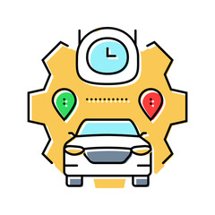 route optimization autonomous vehicle color icon vector illustration