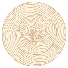 Hypnotic spiral lines forming an abstract circular design in warm beige tones