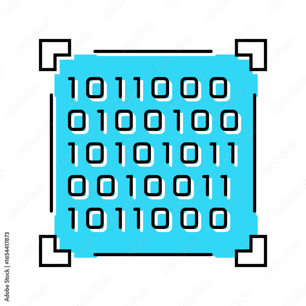 Aufkleber binary code big data color icon vector illustration