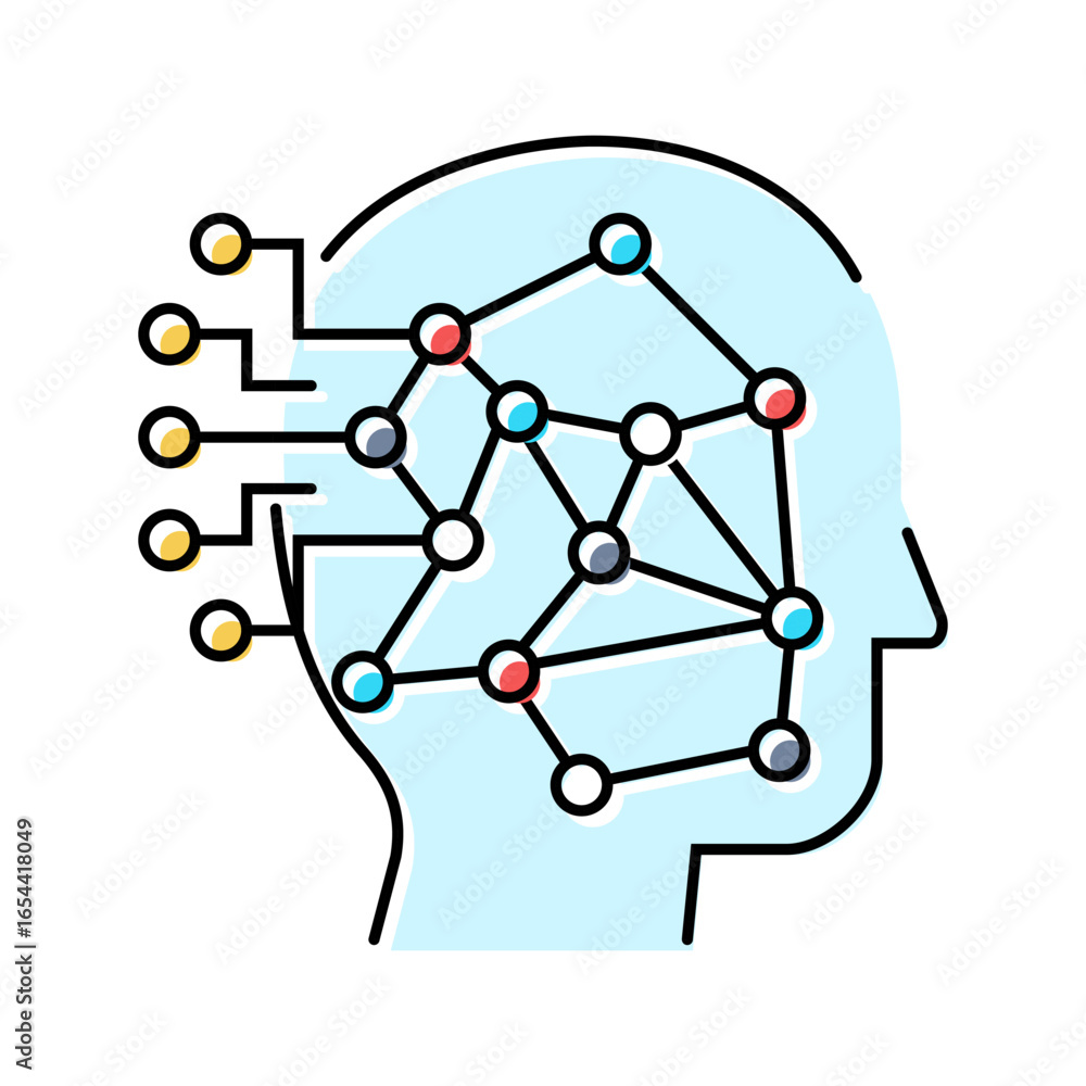 Poster machine learning big data color icon vector illustration