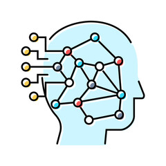machine learning big data color icon vector illustration