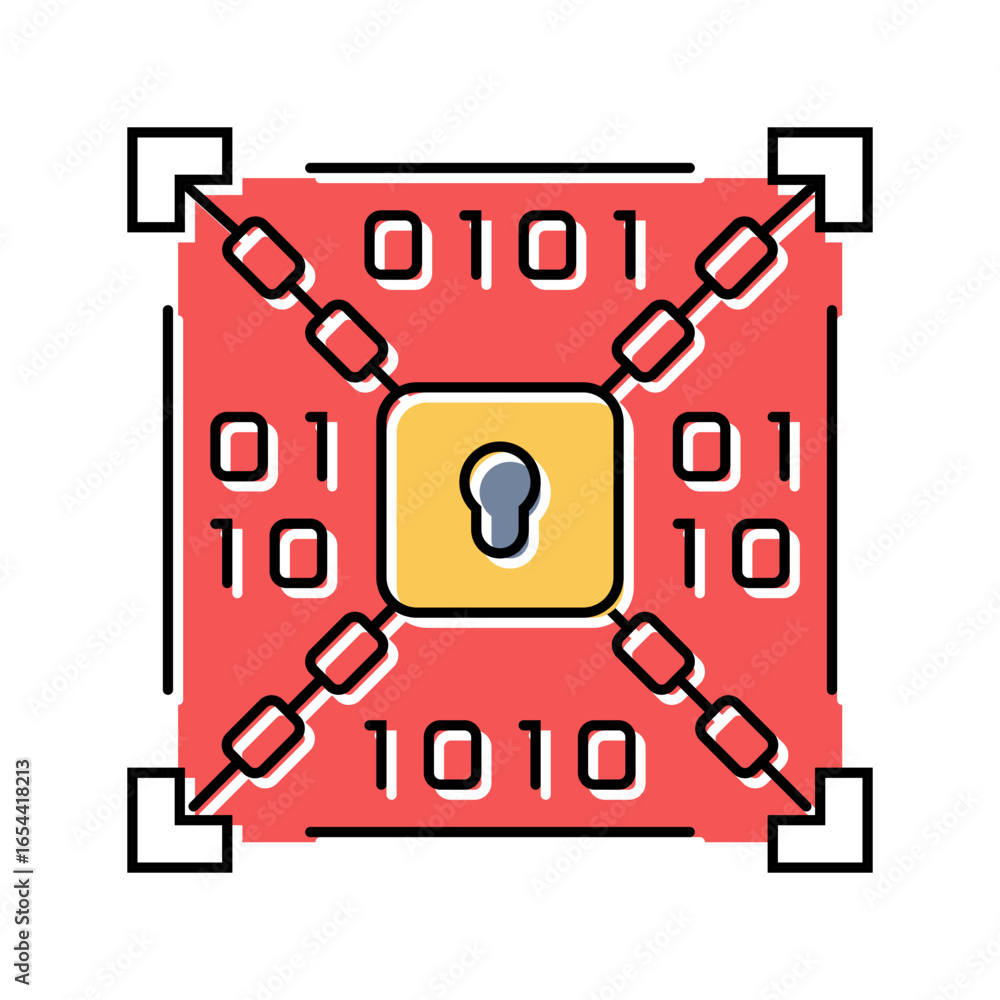 Poster encryption lock big data color icon vector illustration