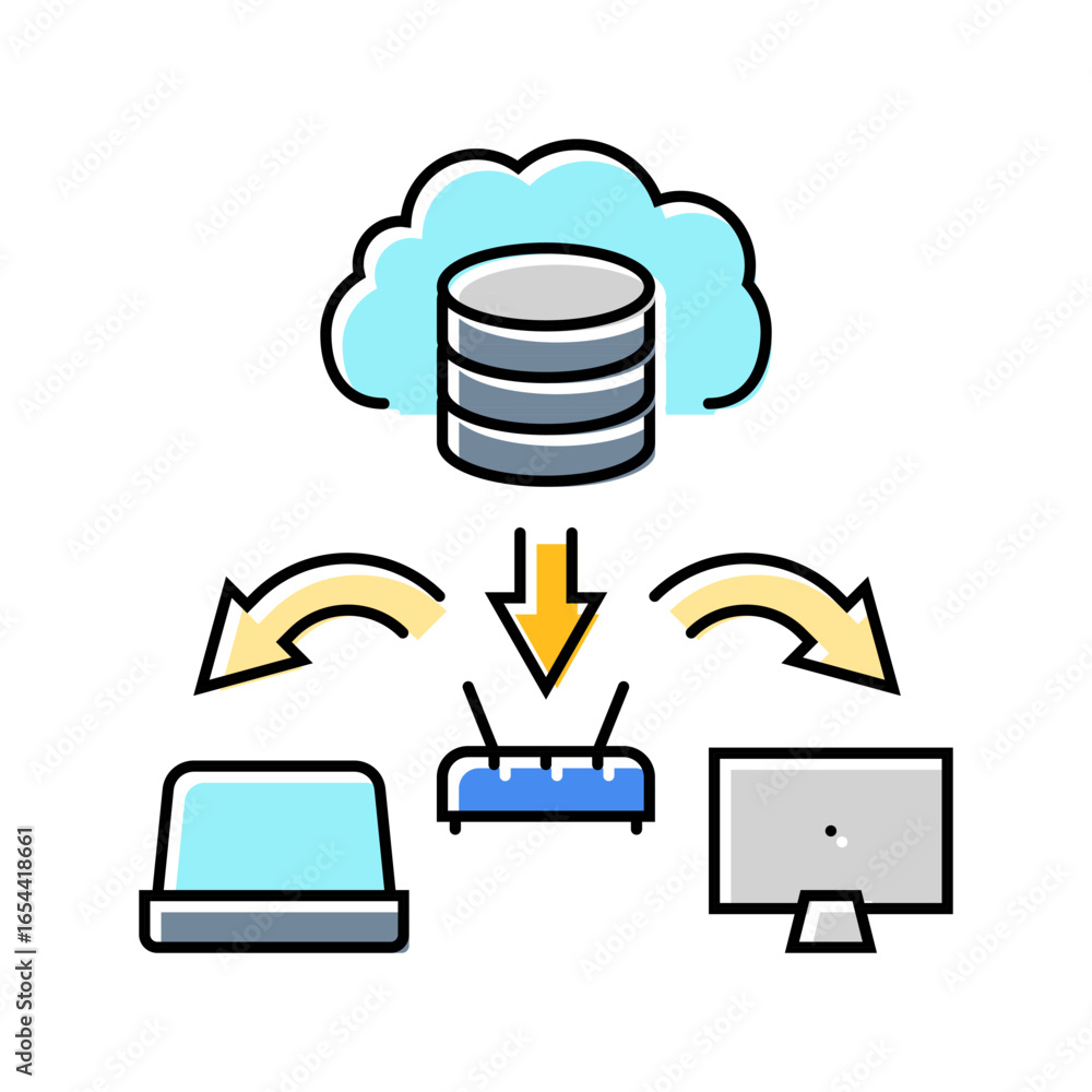 Poster infrastructure cloud computing color icon vector illustration