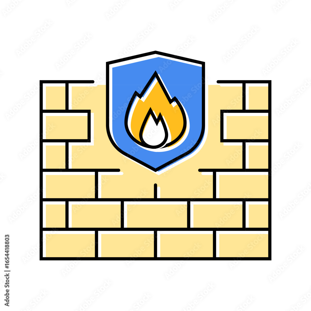 Poster firewall cloud computing color icon vector illustration