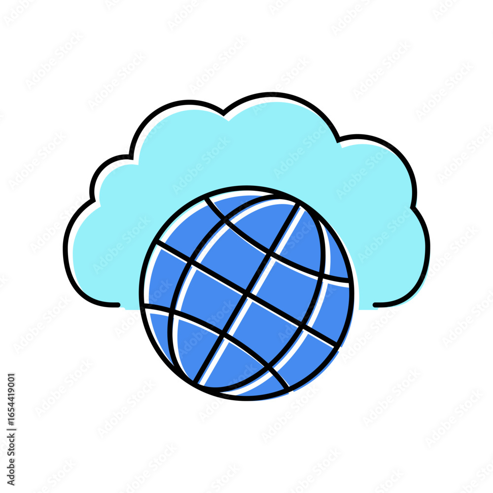 Poster public cloud computing color icon vector illustration