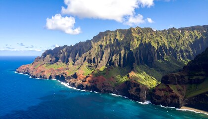 Dramatic coastal cliffs meet turquoise ocean