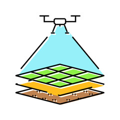 surveying tool unmanned aerial vehicle color icon vector illustration