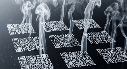 Qr code scanner app technology digital marketing mobile payment smoke abstract concept