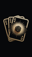 Obraz premium playing cards Mysterious golden eye and dice