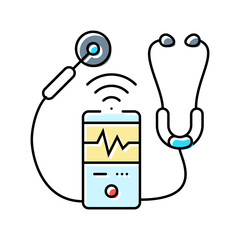 electronic stethoscope healthcare innovation color icon vector illustration