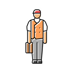 early factory worker industry color icon vector illustration