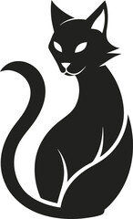 Black cat silhouette elegant feline vector illustration