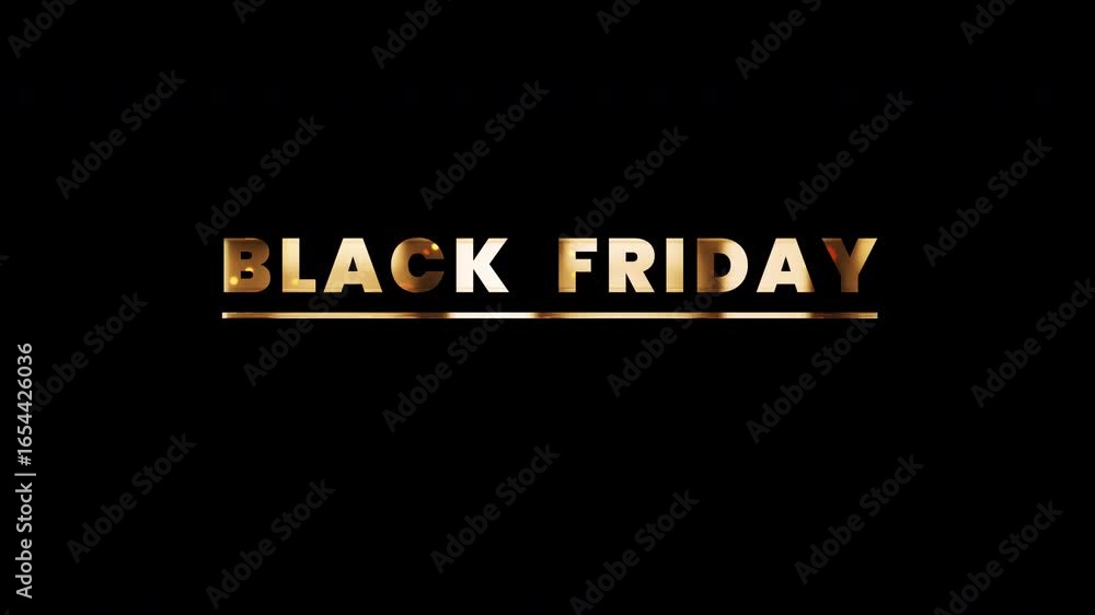 Poster loop animation word of black friday golden shine light motion text with light effect animation on bl