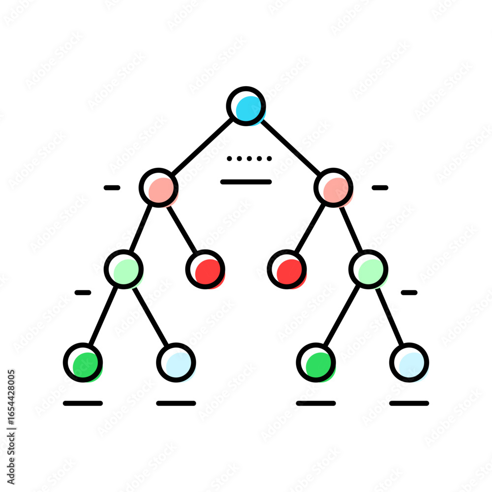 Poster decision tree machine learning color icon vector illustration