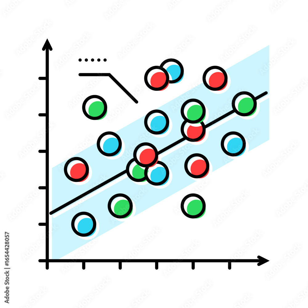 Poster regression graph machine learning color icon vector illustration