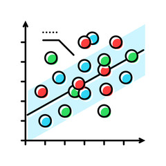 regression graph machine learning color icon vector illustration