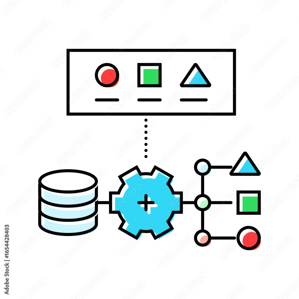 Poster supervised learning machine color icon vector illustration