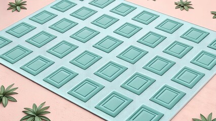 Modern teal silicone mat with repeating diamond shapes, perfect for baking or resin art.