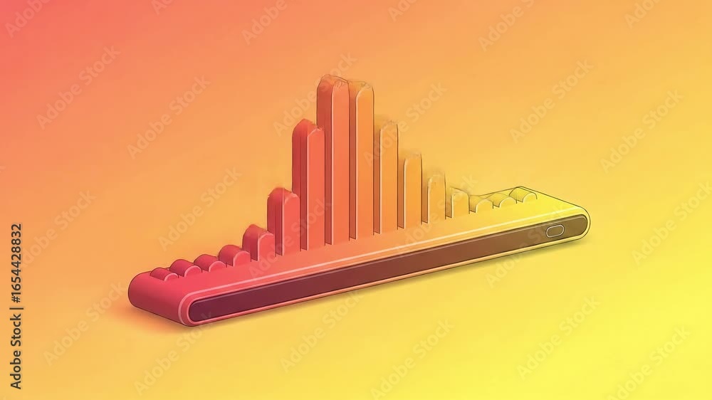 Poster colorful audio waveform visualization on a gradient background, symbolizing sound and music analysis