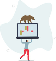 bear market concept.candle patterns on laptop screen.