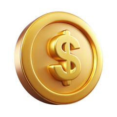 Obraz premium 3d golden dollar coin isolated on transparent background